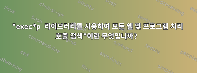 "exec*p 라이브러리를 사용하여 모든 쉘 및 프로그램 처리 호출 검색"이란 무엇입니까?