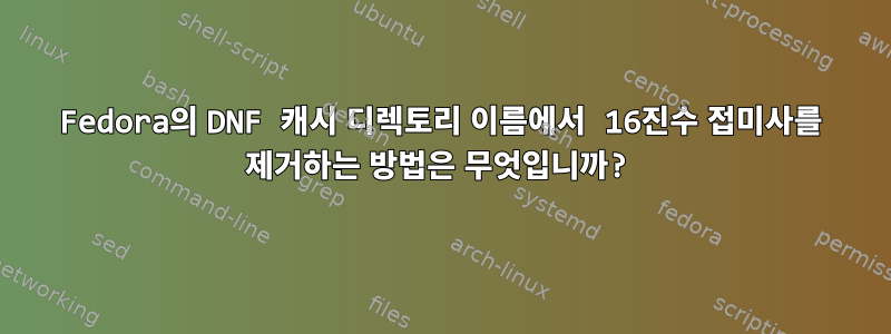 Fedora의 DNF 캐시 디렉토리 이름에서 16진수 접미사를 제거하는 방법은 무엇입니까?