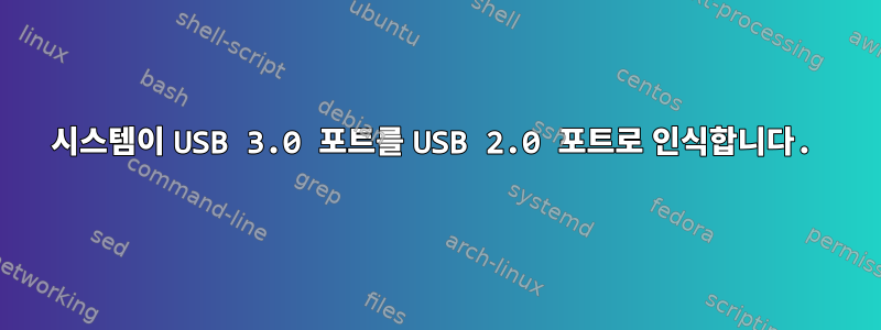 시스템이 USB 3.0 포트를 USB 2.0 포트로 인식합니다.