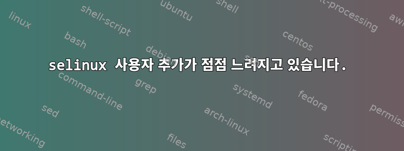 selinux 사용자 추가가 점점 느려지고 있습니다.