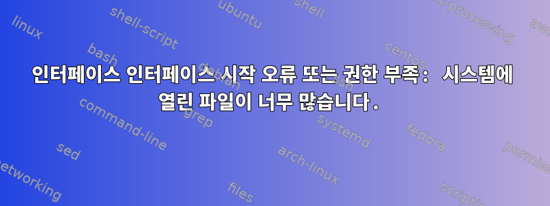 인터페이스 인터페이스 시작 오류 또는 권한 부족: 시스템에 열린 파일이 너무 많습니다.