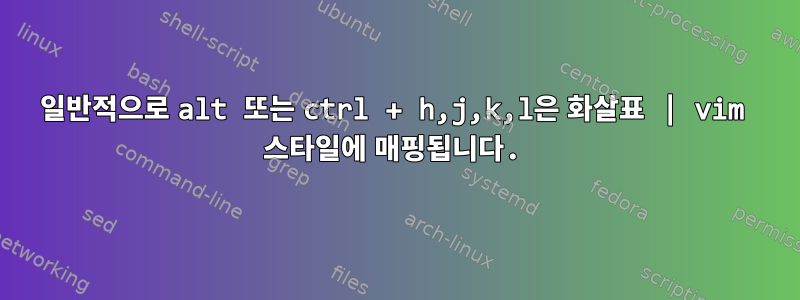 일반적으로 alt 또는 ctrl + h,j,k,l은 화살표 | vim 스타일에 매핑됩니다.