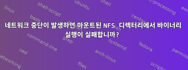 네트워크 중단이 발생하면 마운트된 NFS 디렉터리에서 바이너리 실행이 실패합니까?