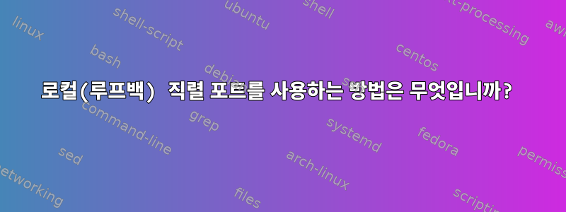 로컬(루프백) 직렬 포트를 사용하는 방법은 무엇입니까?