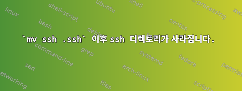 `mv ssh .ssh` 이후 ssh 디렉토리가 사라집니다.