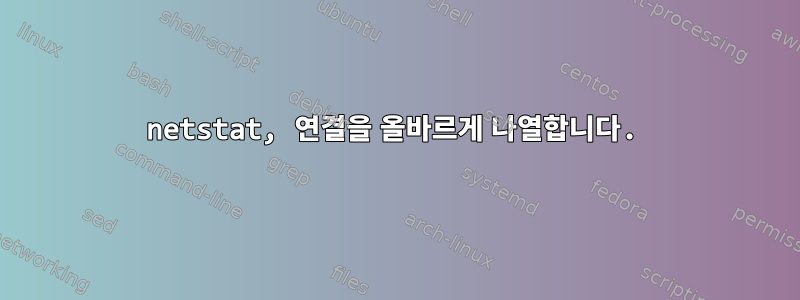 netstat, 연결을 올바르게 나열합니다.