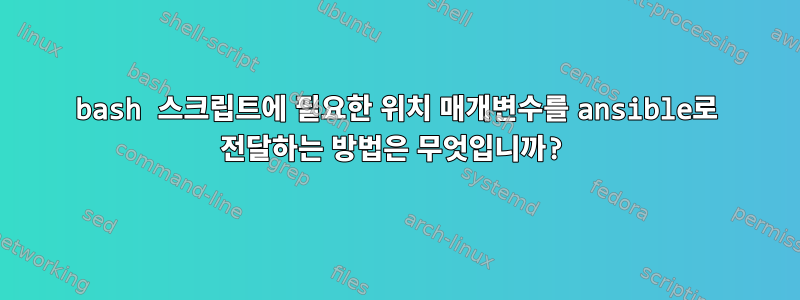 bash 스크립트에 필요한 위치 매개변수를 ansible로 전달하는 방법은 무엇입니까?