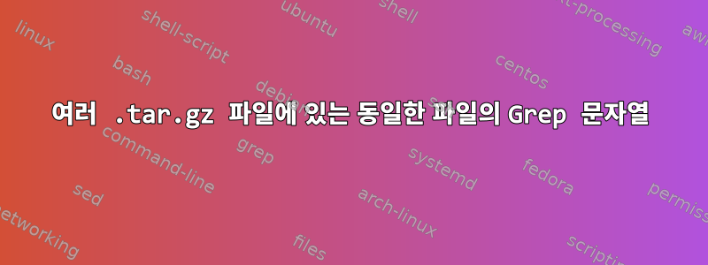 여러 .tar.gz 파일에 있는 동일한 파일의 Grep 문자열