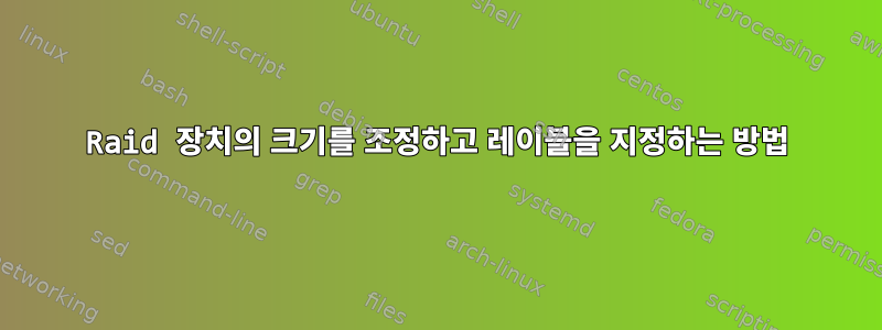 Raid 장치의 크기를 조정하고 레이블을 지정하는 방법