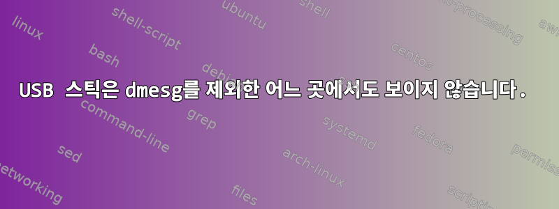 USB 스틱은 dmesg를 제외한 어느 곳에서도 보이지 않습니다.