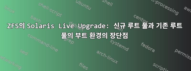 ZFS의 Solaris Live Upgrade: 신규 루트 풀과 기존 루트 풀의 부트 환경의 장단점