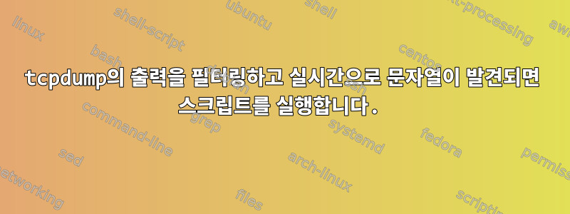 tcpdump의 출력을 필터링하고 실시간으로 문자열이 발견되면 스크립트를 실행합니다.