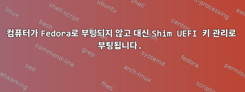 컴퓨터가 Fedora로 부팅되지 않고 대신 Shim UEFI 키 관리로 부팅됩니다.