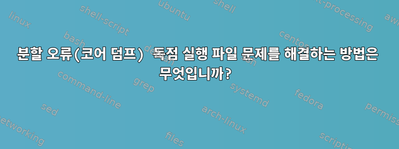 분할 오류(코어 덤프) 독점 실행 파일 문제를 해결하는 방법은 무엇입니까?