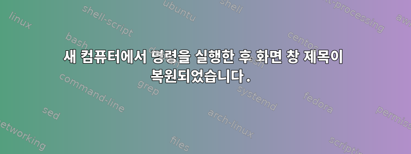 새 컴퓨터에서 명령을 실행한 후 화면 창 제목이 복원되었습니다.