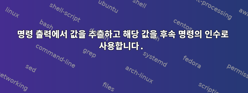 명령 출력에서 ​​값을 추출하고 해당 값을 후속 명령의 인수로 사용합니다.