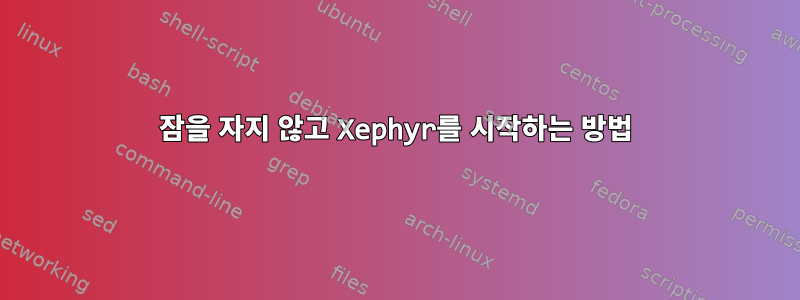 잠을 자지 않고 Xephyr를 시작하는 방법