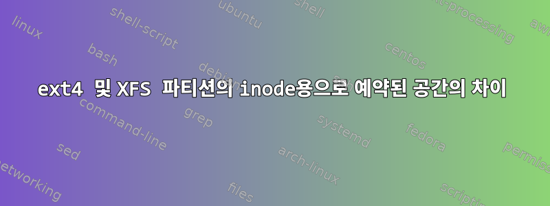 ext4 및 XFS 파티션의 inode용으로 예약된 공간의 차이