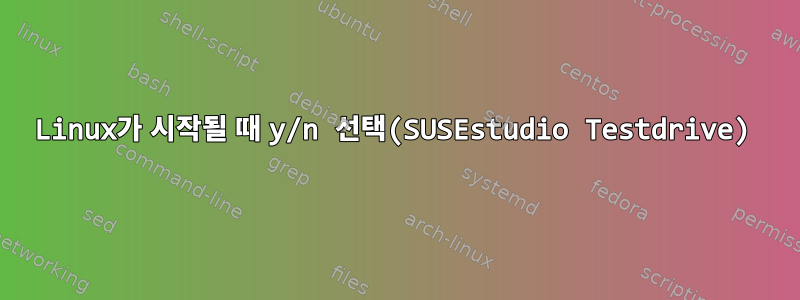 Linux가 시작될 때 y/n 선택(SUSEstudio Testdrive)