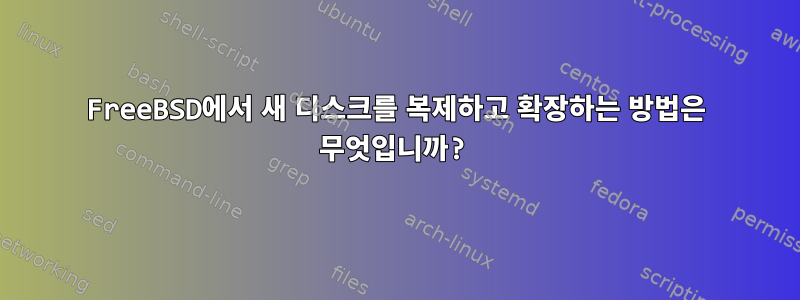 FreeBSD에서 새 디스크를 복제하고 확장하는 방법은 무엇입니까?