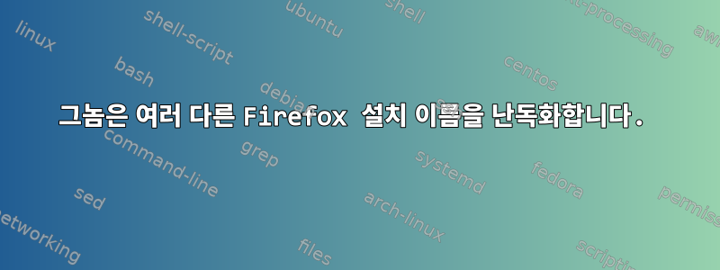 그놈은 여러 다른 Firefox 설치 이름을 난독화합니다.