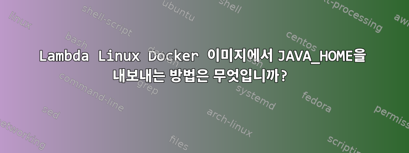 Lambda Linux Docker 이미지에서 JAVA_HOME을 내보내는 방법은 무엇입니까?