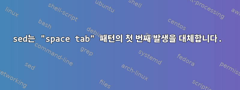 sed는 "space tab" 패턴의 첫 번째 발생을 대체합니다.