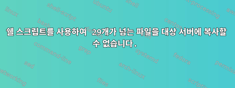 쉘 스크립트를 사용하여 29개가 넘는 파일을 대상 서버에 복사할 수 없습니다.