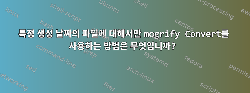 특정 생성 날짜의 파일에 대해서만 mogrify Convert를 사용하는 방법은 무엇입니까?