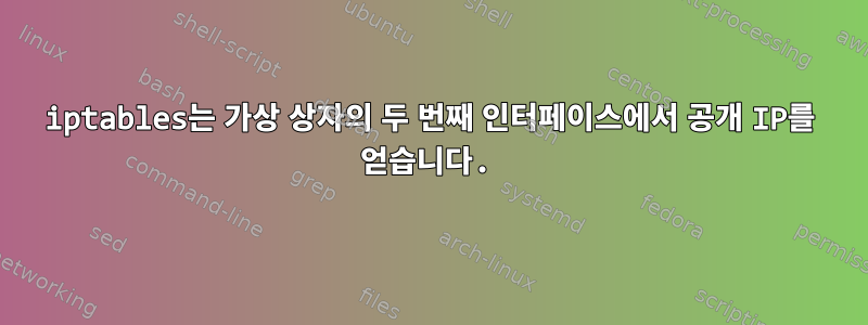 iptables는 가상 상자의 두 번째 인터페이스에서 공개 IP를 얻습니다.