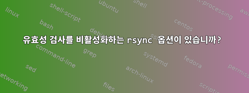 유효성 검사를 비활성화하는 rsync 옵션이 있습니까?