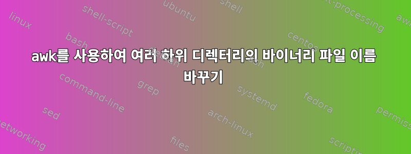 awk를 사용하여 여러 하위 디렉터리의 바이너리 파일 이름 바꾸기