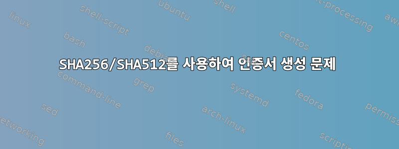 SHA256/SHA512를 사용하여 인증서 생성 문제