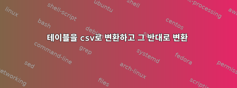 테이블을 csv로 변환하고 그 반대로 변환