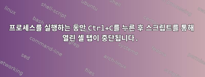 프로세스를 실행하는 동안 Ctrl+C를 누른 후 스크립트를 통해 열린 셸 탭이 중단됩니다.