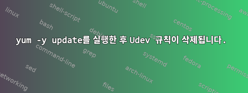 yum -y update를 실행한 후 Udev 규칙이 삭제됩니다.