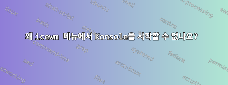 왜 icewm 메뉴에서 Konsole을 시작할 수 없나요?