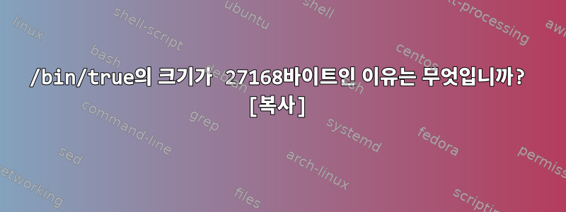 /bin/true의 크기가 27168바이트인 이유는 무엇입니까? [복사]