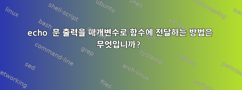 echo 문 출력을 매개변수로 함수에 전달하는 방법은 무엇입니까?