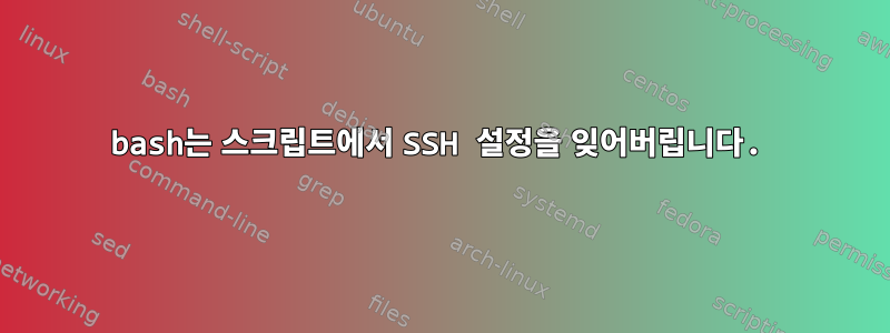 bash는 스크립트에서 SSH 설정을 잊어버립니다.