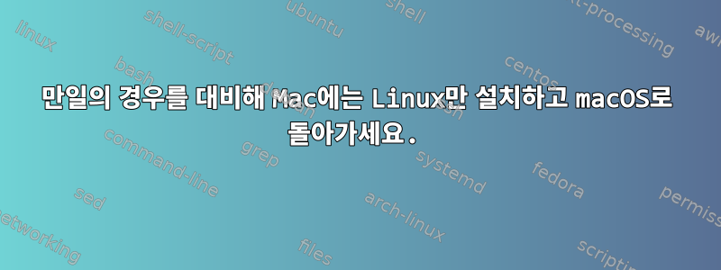 만일의 경우를 대비해 Mac에는 Linux만 설치하고 macOS로 돌아가세요.