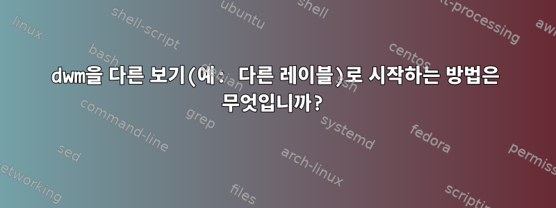 dwm을 다른 보기(예: 다른 레이블)로 시작하는 방법은 무엇입니까?