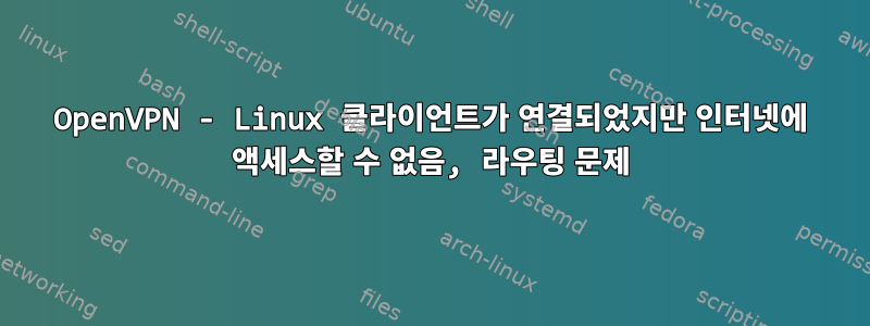 OpenVPN - Linux 클라이언트가 연결되었지만 인터넷에 액세스할 수 없음, 라우팅 문제