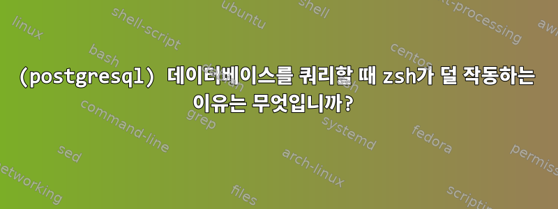 (postgresql) 데이터베이스를 쿼리할 때 zsh가 덜 작동하는 이유는 무엇입니까?