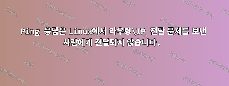 Ping 응답은 Linux에서 라우팅\IP 전달 문제를 보낸 사람에게 전달되지 않습니다.