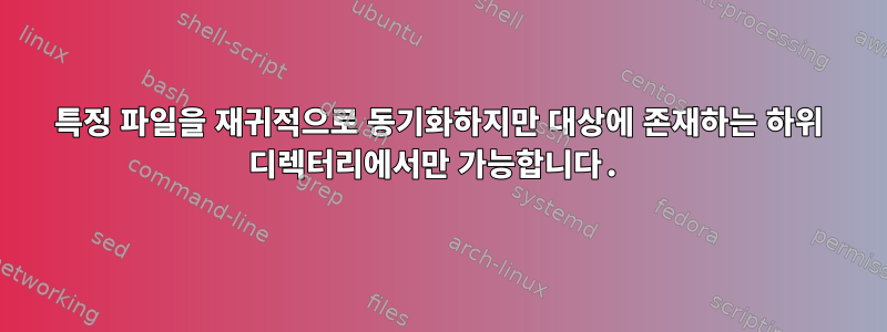 특정 파일을 재귀적으로 동기화하지만 대상에 존재하는 하위 디렉터리에서만 가능합니다.