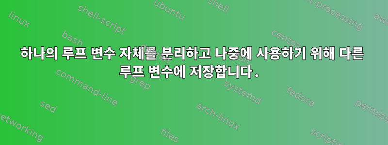 하나의 루프 변수 자체를 분리하고 나중에 사용하기 위해 다른 루프 변수에 저장합니다.