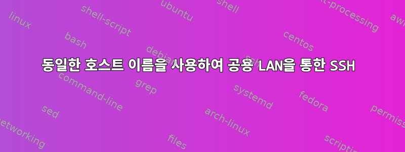 동일한 호스트 이름을 사용하여 공용 LAN을 통한 SSH