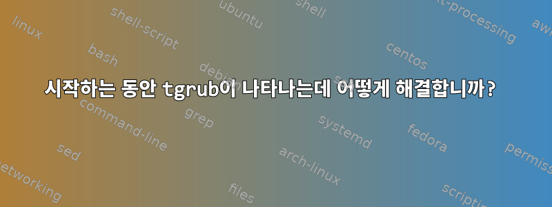 시작하는 동안 tgrub이 나타나는데 어떻게 해결합니까?