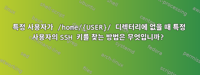 특정 사용자가 /home/{USER}/ 디렉터리에 없을 때 특정 사용자의 SSH 키를 찾는 방법은 무엇입니까?